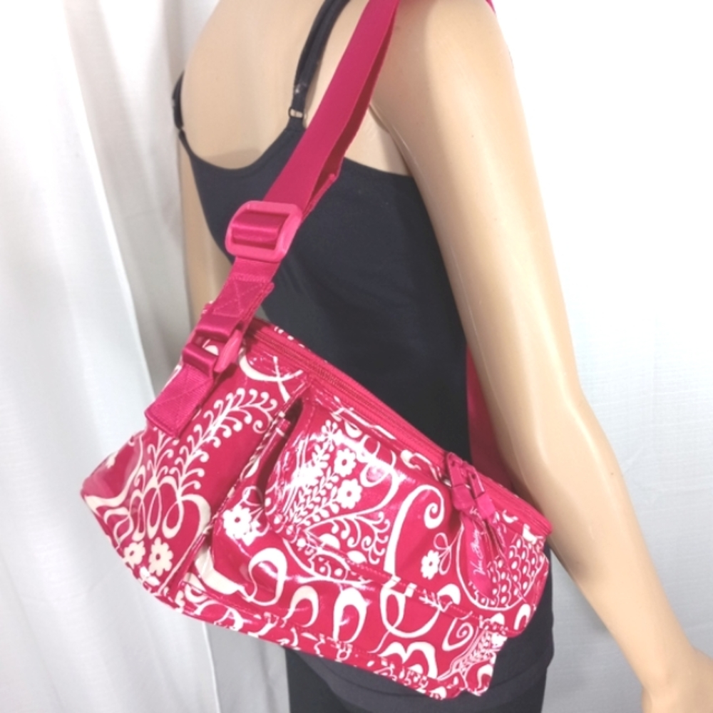 VERA BRADLEY 2010 Twirly Birds Pink Lined Thermal Tote Like New 2 Small Flaws - Picture 2 of 16